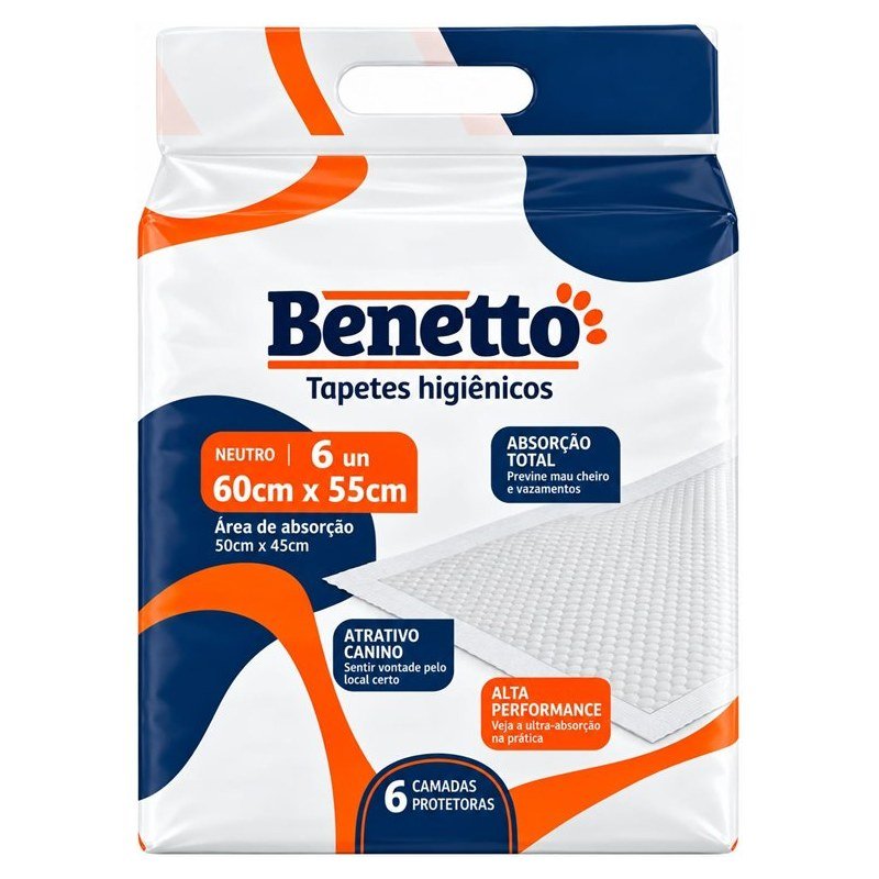 BENETTO TAPETES HIGI&Eacute;NICOS NEUTRO 60X55 6 UN