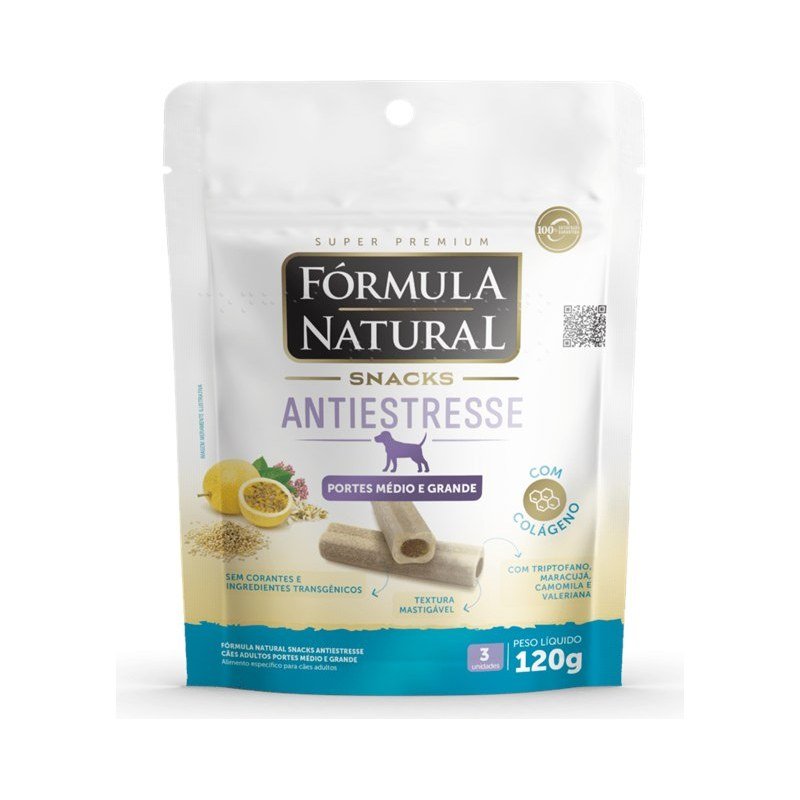 F&Oacute;RMULA NATURAL SNACKS ANTIESTRESSE M&Eacute;DIO E GRANDE 120G