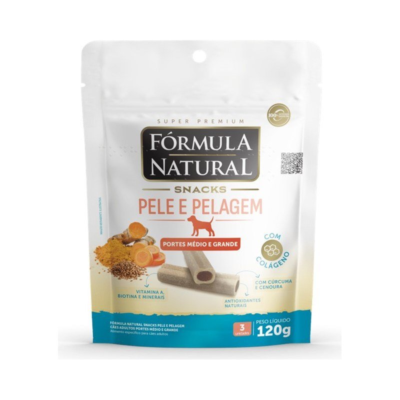 F&Oacute;RMULA NATURAL SNACKS PELE E PELAGEM M&Eacute;DIO E GRANDE 120G