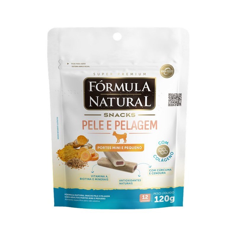F&Oacute;RMULA NATURAL SNACKS PELE E PELAGEM MINI E PEQUENO 120G