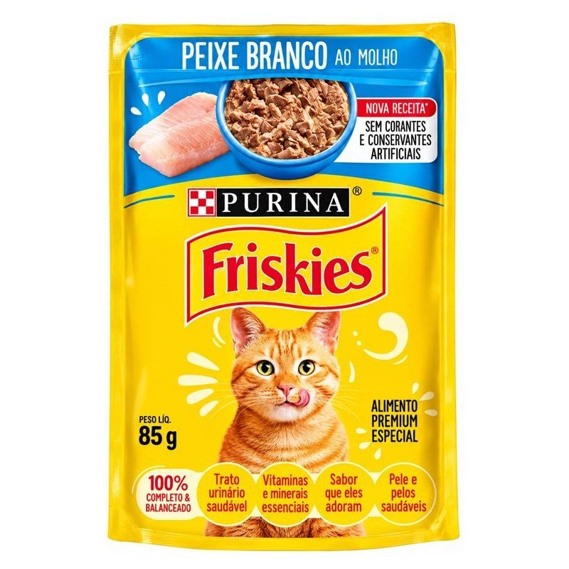FRISKIES SACH&Ecirc; PEIXE BRANCO AO MOLHO 85G