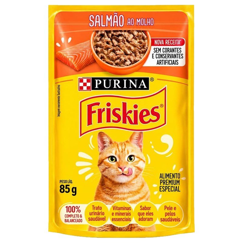 FRISKIES SACH&Ecirc; SALM&Atilde;O AO MOLHO 85G