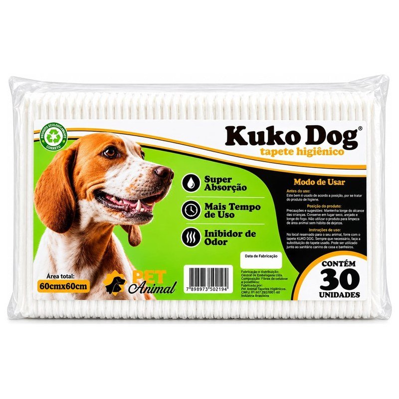 KUKO DOG TAPETE HIGI&Ecirc;NICO 60X60 30 UN
