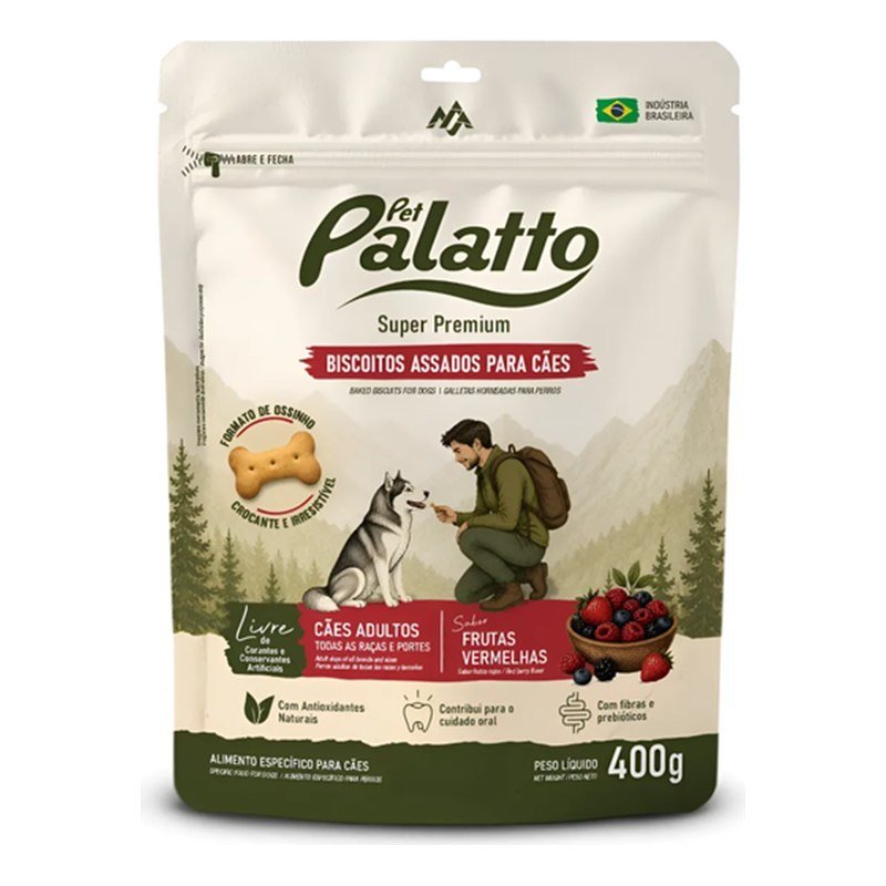 PET PALATTO BISCOITOS ASSADOS FRUTAS VERMELHAS 400G