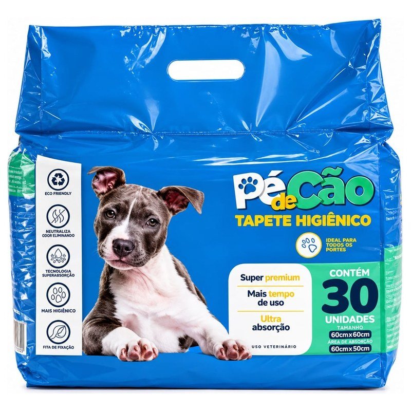 P&Eacute; DE C&Atilde;O TAPETE HIGI&Ecirc;NICO 60X60 30 UN