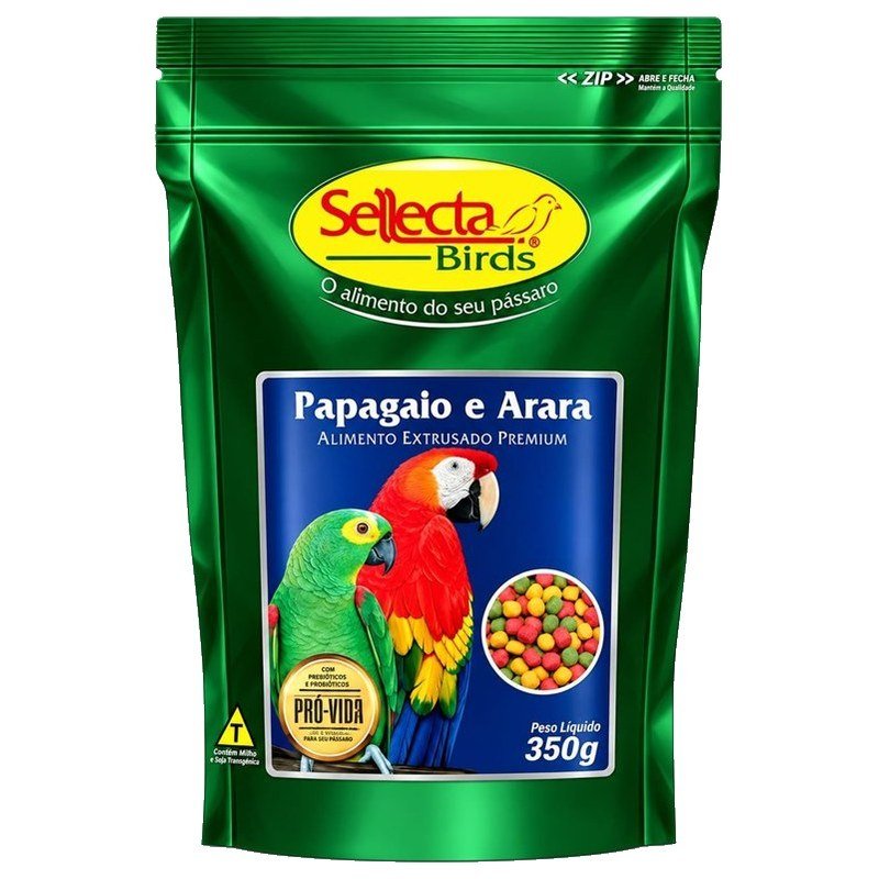 SELECTA BIRDS PAPAGAIO E ARARA EXTRUSADO PREMIUM 350G